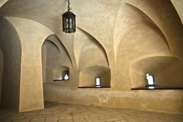 Obraz premium Old interior, Inside view of castle