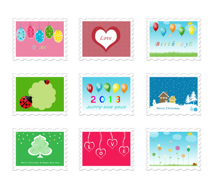 9 sellos para postales temáticas