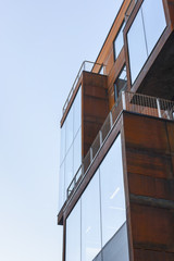 Modern architecture - metal box and glass wall building