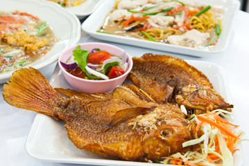 Fried snapper with chili sauce