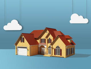 abstract house with cloud