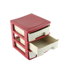 Middle drawers cabinet opened on white background.