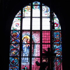 Stained glass window of St Mary's Basilica
