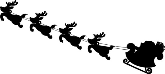 Illustrations of Santa's Sleigh silhouettes