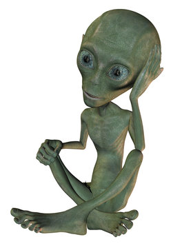 sitzendes nachdenkliches Alien