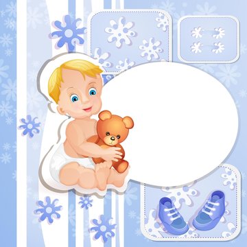 Baby shower card with cute baby boy