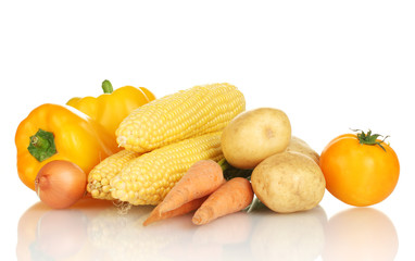 Yellow vegetables isolated on white