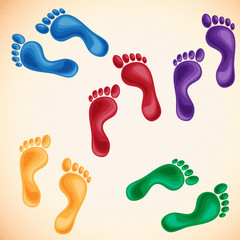 colorful footprints vector