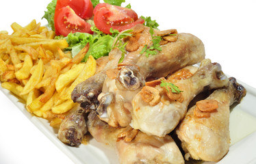 Menú a base de pollo.