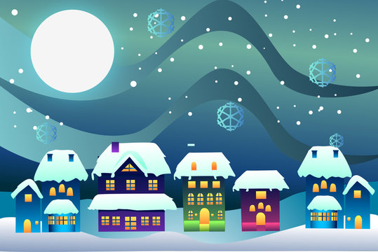 christmas time in a village vector