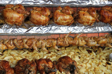 Roasted chicken on the grill