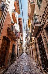 Narrow street in the city of Palma de Majorca