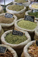 Herbs and spices at a french market
