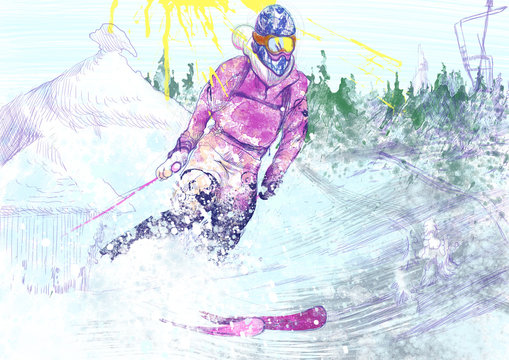 down hill skier (this is original drawing)
