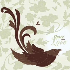 Love Flowers Elegant Card in Japanese Style