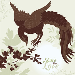 Love Flowers Elegant Card in Japanese Style