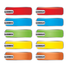 Vector modern color login / logout button set