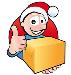 Paketbote mit Weihnachtsmannmütze