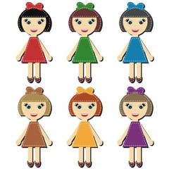 scrapbook girls in different dresses