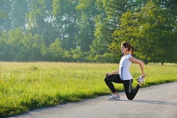 woman stretching before fitness