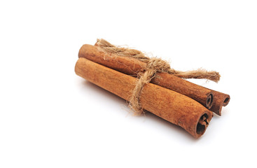 Cinnamon sticks isolated on white background