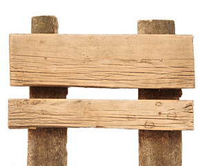 Old weathered wood sign isolated on a white background