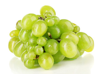Delicious ripe bunch of grapes isolated on white