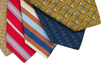 Closeup of five ties