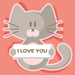 Cute kitten romantic valentine card