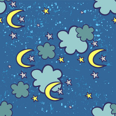 Seamless pattern night sky