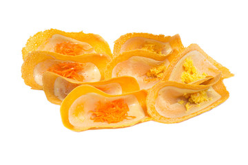 Thai snack crispy pancakes isolated on white background