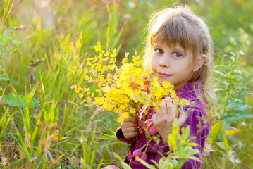 Girl  in autumn forest