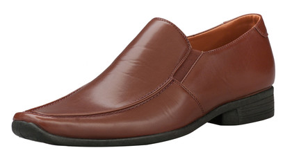 Businessman leather shoes on white