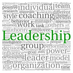 Leadership in word tag cloud on white