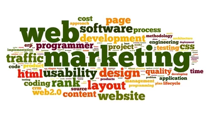 Fotobehang Kranten Webmarketingconcept in word cloud