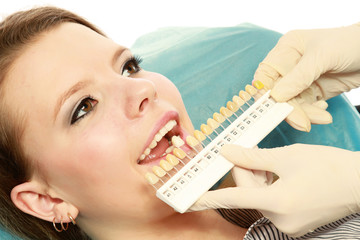 Examining patient's teeth