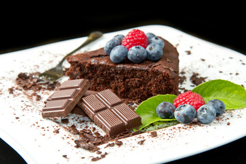 chocolate cake with fresh berry