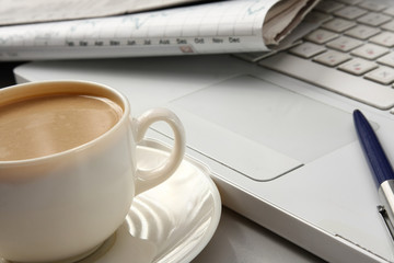 Cup of coffee at workplace