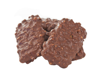 cookies with chocolate and nuts isolated