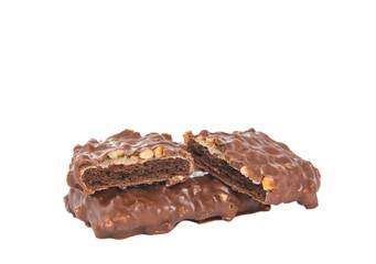 cookies with chocolate and nuts isolated