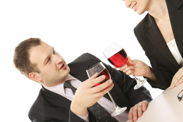 Businesspeople celebrating their victory