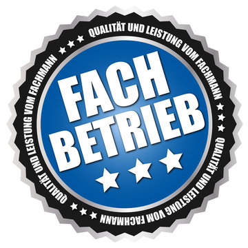 Button "Fach Betrieb" Blau/Schwarz/Silber