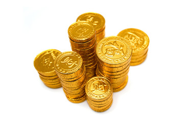 A pile of golden coins