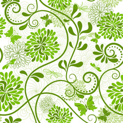 Green-white floral pattern