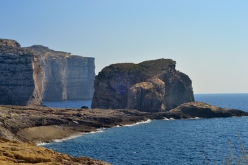 Fototapeta na wymiar Fungus Rock in Dwejry Bay, Gozo, Malta