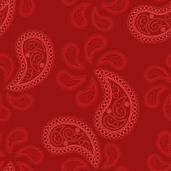 Seamless Pattern with Red Paisley