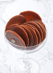 Chocolate biscuits in a glass