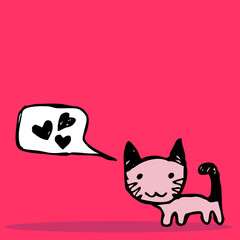 Cute little kitten romantic card