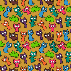 Colorful seamless pattern with kittens
