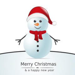 snowman with scarf and santa claus hat